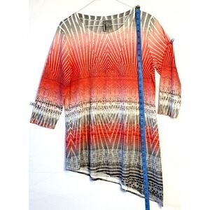 New Directions Weekend Top Blouse With Gemstone Accents Asymmetrical Size Small